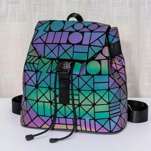 Luminous Backpack Hologram Geometric Fold Backpack